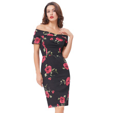 Belle Poque Stock Retro Vintage manga corta fuera del hombro Hips-Wrapped Cocktail Wiggle Dress 8 Tamaño US 2 ~ 16 BP000117-1